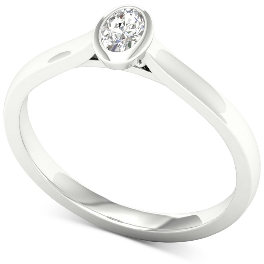 Diamond Oval Solitaire Ring in 14k WG